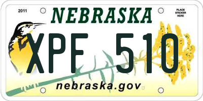 NE license plate XPF510