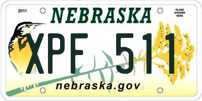 NE license plate XPF511
