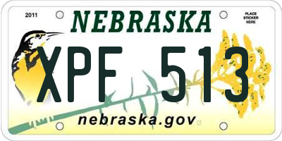 NE license plate XPF513