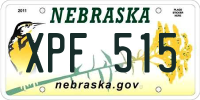 NE license plate XPF515