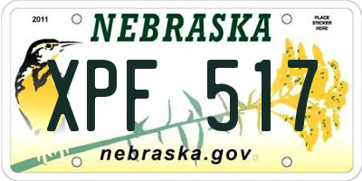 NE license plate XPF517