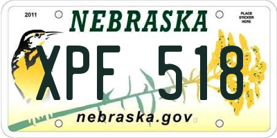 NE license plate XPF518