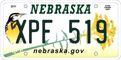 NE license plate XPF519