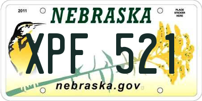NE license plate XPF521