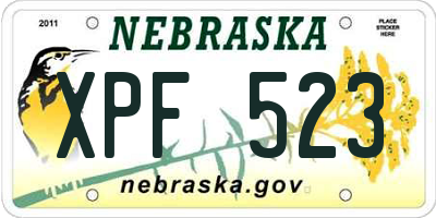 NE license plate XPF523