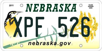 NE license plate XPF526