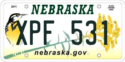 NE license plate XPF531