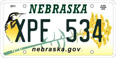 NE license plate XPF534
