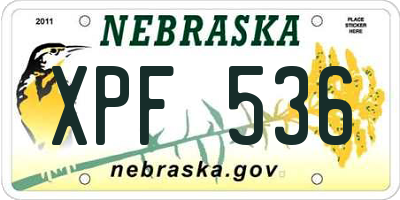 NE license plate XPF536