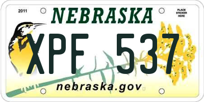 NE license plate XPF537