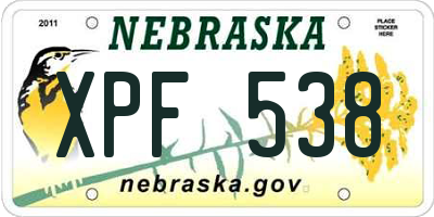 NE license plate XPF538