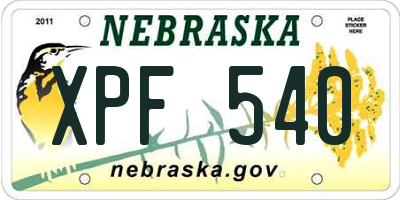 NE license plate XPF540