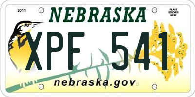 NE license plate XPF541