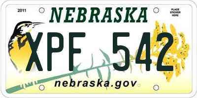 NE license plate XPF542