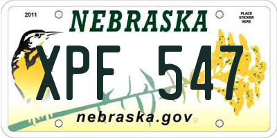 NE license plate XPF547