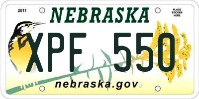 NE license plate XPF550