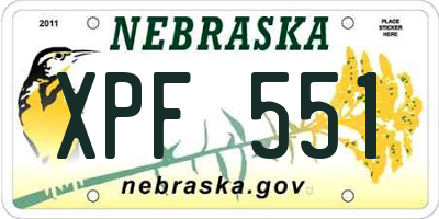 NE license plate XPF551