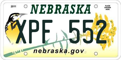 NE license plate XPF552