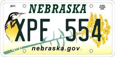 NE license plate XPF554