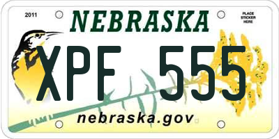 NE license plate XPF555