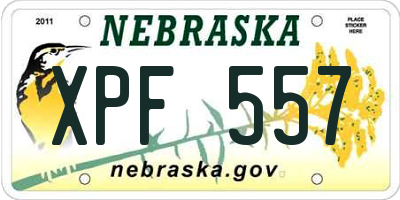NE license plate XPF557