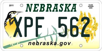 NE license plate XPF562