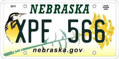 NE license plate XPF566