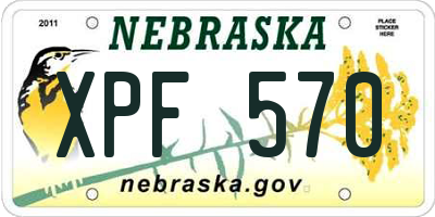 NE license plate XPF570