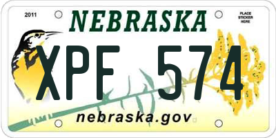 NE license plate XPF574