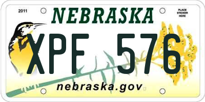 NE license plate XPF576
