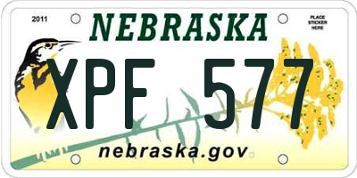 NE license plate XPF577