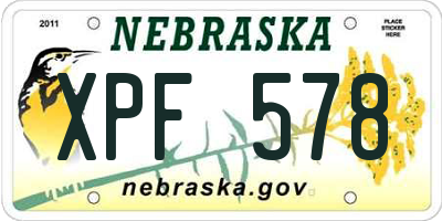 NE license plate XPF578