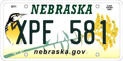 NE license plate XPF581