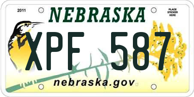 NE license plate XPF587