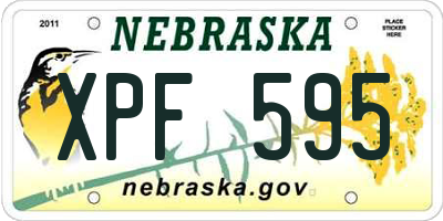 NE license plate XPF595
