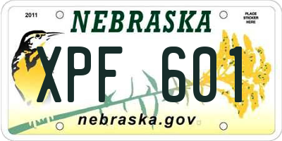 NE license plate XPF601