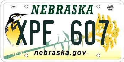 NE license plate XPF607