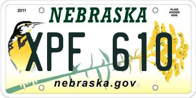 NE license plate XPF610