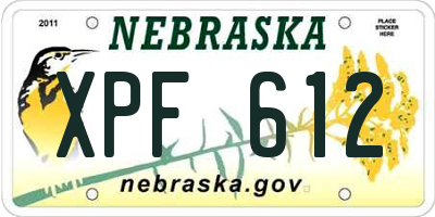 NE license plate XPF612