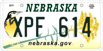 NE license plate XPF614