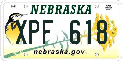 NE license plate XPF618
