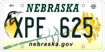 NE license plate XPF625