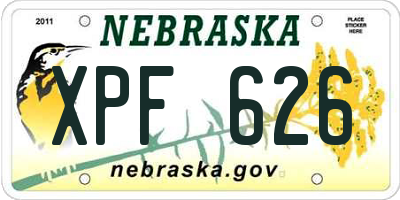 NE license plate XPF626