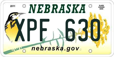 NE license plate XPF630