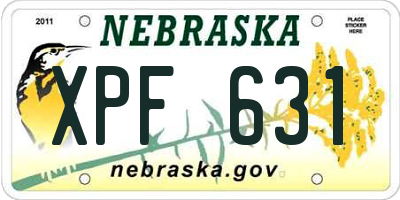 NE license plate XPF631