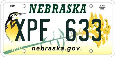 NE license plate XPF633