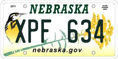 NE license plate XPF634
