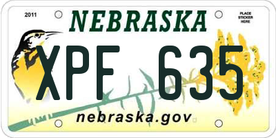 NE license plate XPF635
