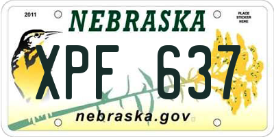 NE license plate XPF637