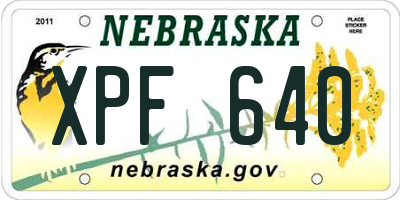 NE license plate XPF640